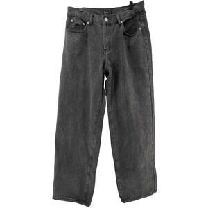 White Fox High-Rise Baggy Straight Leg Black‎ Jeans Women L Distressed Denim Y2K